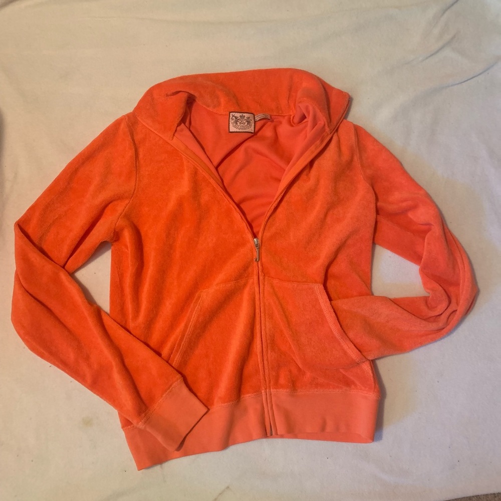 Orange vintage juicy couture velour zip up sweater